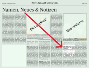 Veröffentlichung Zeitung am Sonntag vom 16.11.2025 Seite 10
Rubrik Namen, Neues & Notizen