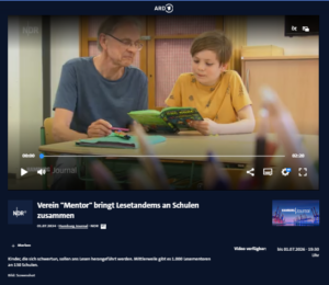 ARD-Mediathek, 01.07.2024 - Verein "Mentor" bringt Lesetandems an Schulen zusammen